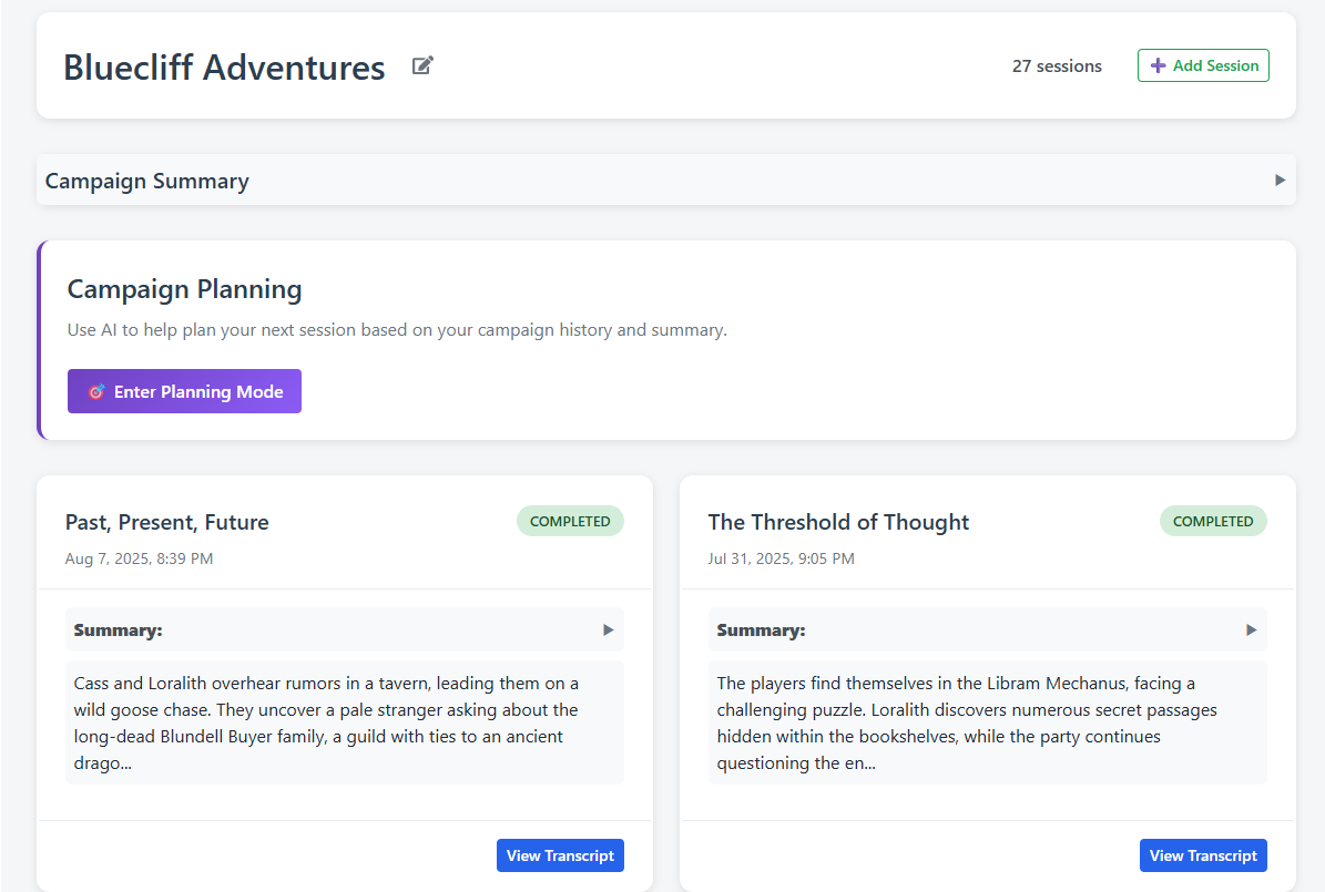 Brewster session dashboard preview